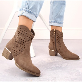 Ažur ženske kaubojske čizme od brušene kože, smeđe, Vinceza 58239 smeđa 2