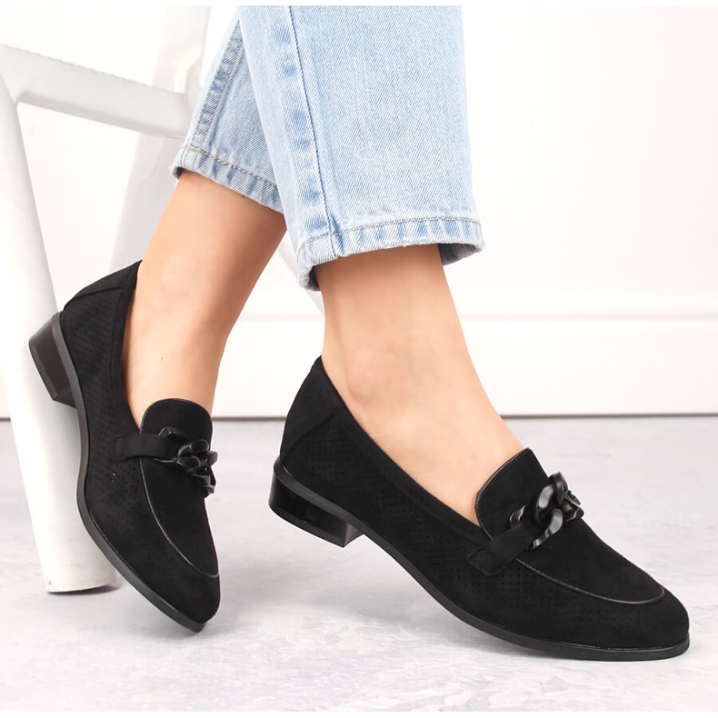 Ženske cipele s visokom petom od brušene kože, crne Potocki SZ12052 crno 1