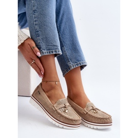 Ženske ažurne mokasine Golden Twista zlatni 1