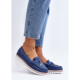 Ženske ažurne mokasine Blue Twista plava 2