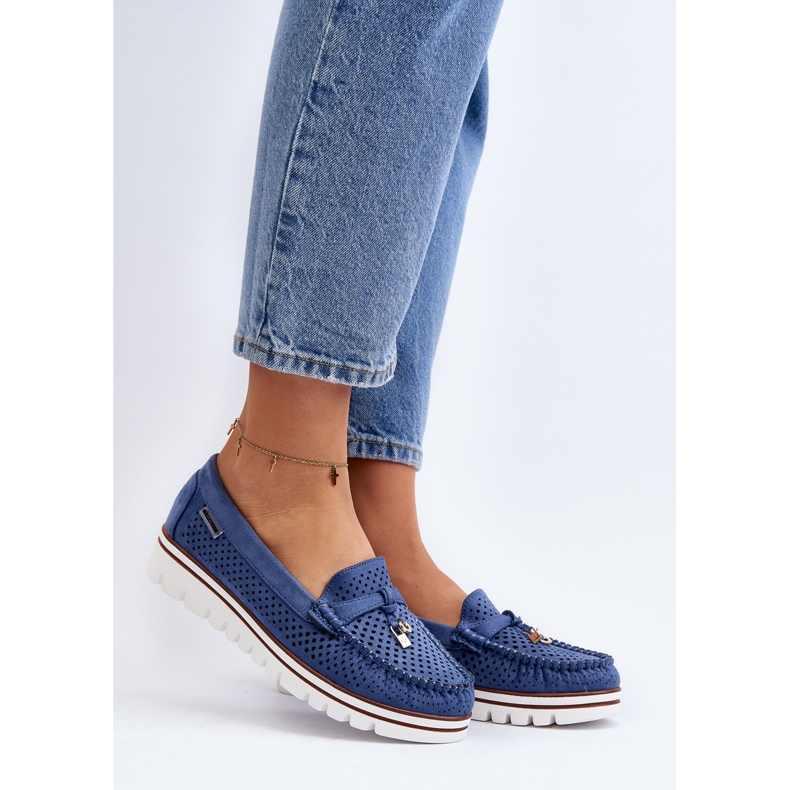 Ženske ažurne mokasine Blue Twista plava 2