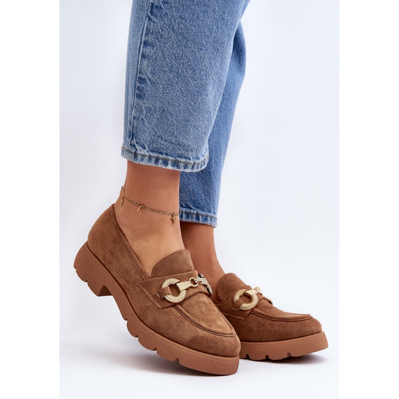 Ženske mokasine s Camel Railenes ukrasom smeđa 2