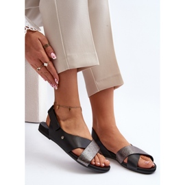 Zazoo 40141 Kožne sandale s čičkom, crne crno 1