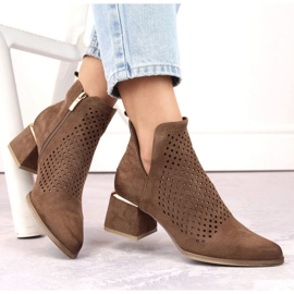 Potocki W WOL213B gležnjače s visokom petom od brušene kože, smeđe smeđa 1