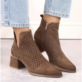 Potocki W WOL213B gležnjače s visokom petom od brušene kože, smeđe smeđa 2