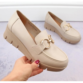 Ženske cipele, wedge mokasine, bež Potocki SZ12374 1