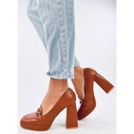 Albers Camel mokasine na visoku petu smeđa 1