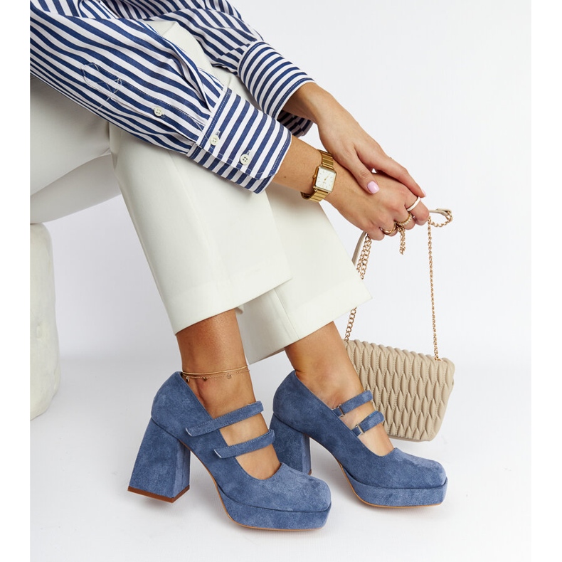 Cherine plave cipele s masivnom blok petom plava 1