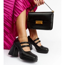 Cher crne cipele s masivnom blok petom crno 1