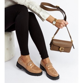 Smeđe mokasinke ukrašene Newport kamenčićima smeđa 1