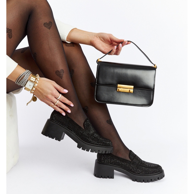 Crne mokasine s masivnom petom Parent crna 1