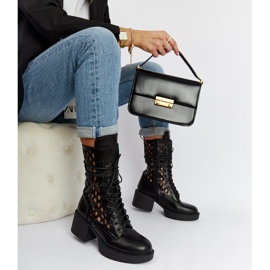 Crne ažurne Visalia čizme na visoku petu crno 1