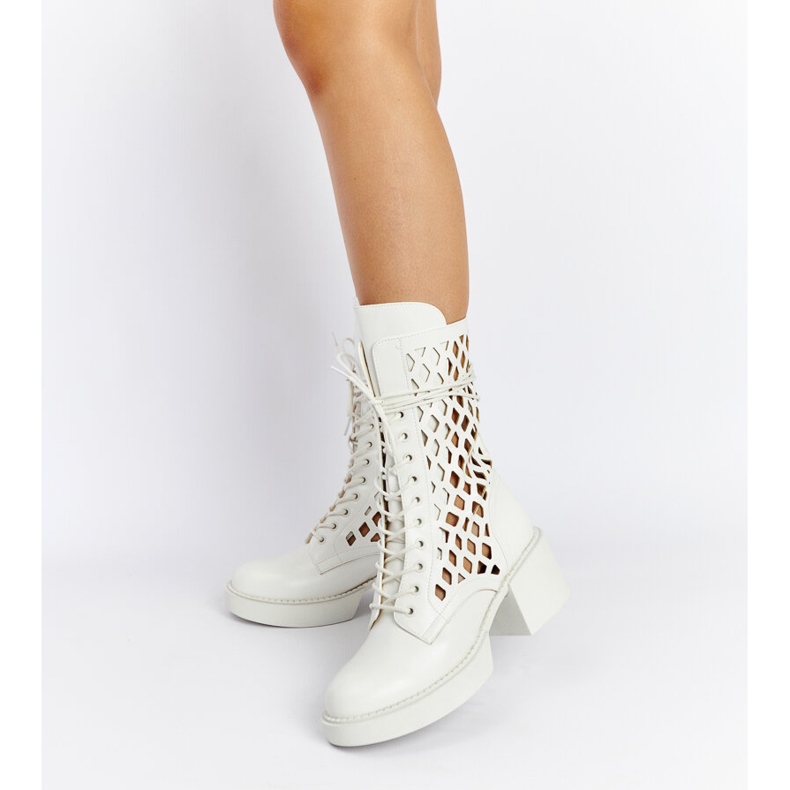 Visalia bijele otvorene čizme na visoku petu bijela 2