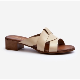 Zazoo 40236 Ženske kožne papuče s niskom petom, bež 2