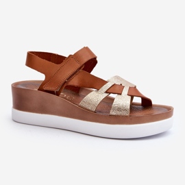 Zazoo 40397 Ženske kožne sandale na platformu, smeđe smeđa 2