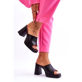 Sweet Shoes Crne kožne papuče na visoku petu crna 1