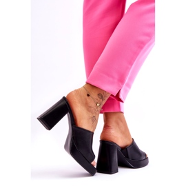 Sweet Shoes Crne kožne papuče na visoku petu crna 3