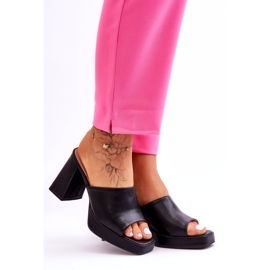 Sweet Shoes Crne kožne papuče na visoku petu crna 4