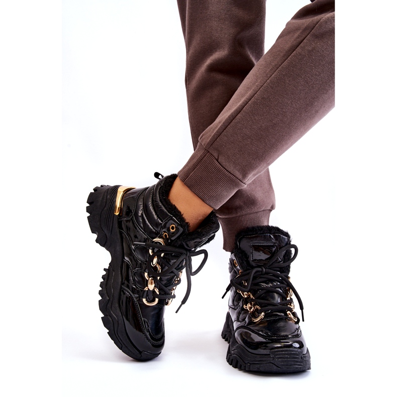 Ženske izolirane sportske cipele planinarske čizme sa zlatnim lancem crnim crna 5
