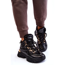 Ženske izolirane sportske cipele planinarske čizme sa zlatnim lancem crnim crno 4