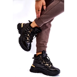 Ženske izolirane sportske cipele planinarske čizme sa zlatnim lancem crnim crna 3