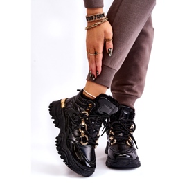 Ženske izolirane sportske cipele planinarske čizme sa zlatnim lancem crnim crna 1