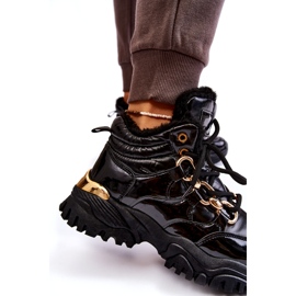 Ženske izolirane sportske cipele planinarske čizme sa zlatnim lancem crnim crna 7