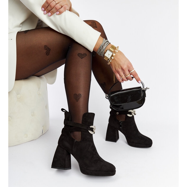 Crne gležnjače ukrašene Elm kubnim cirkonima crna 1