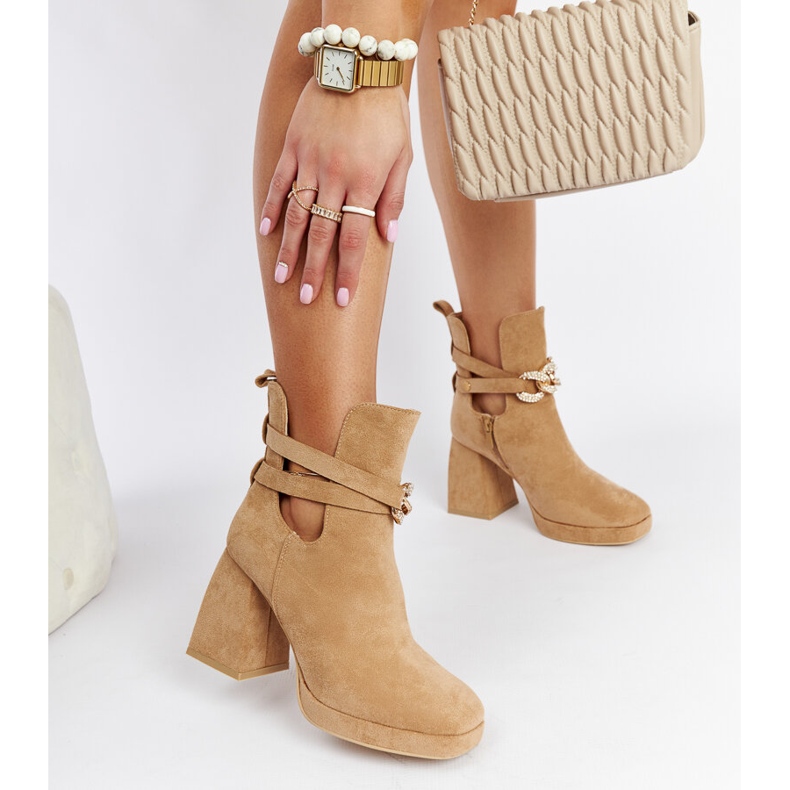 Smeđe gležnjače ukrašene Elm kubičnim cirkonima bež 2