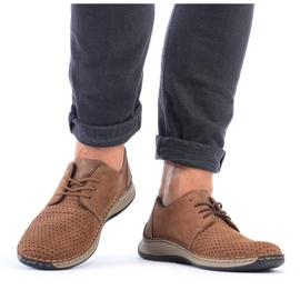 Smeđe ažurne kožne cipele za muškarce Rieker 05226-24 smeđa 1