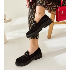 Crne natikače od brušene kože s Springs kopčom crno 2