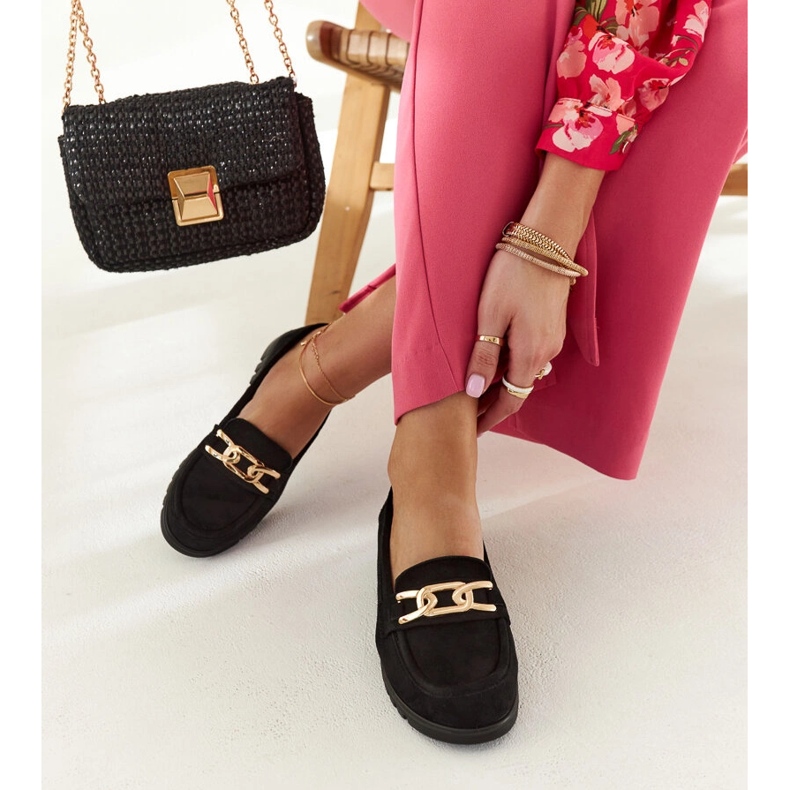 Crne mokasine od brušene kože s kopčom Sardis crna 1