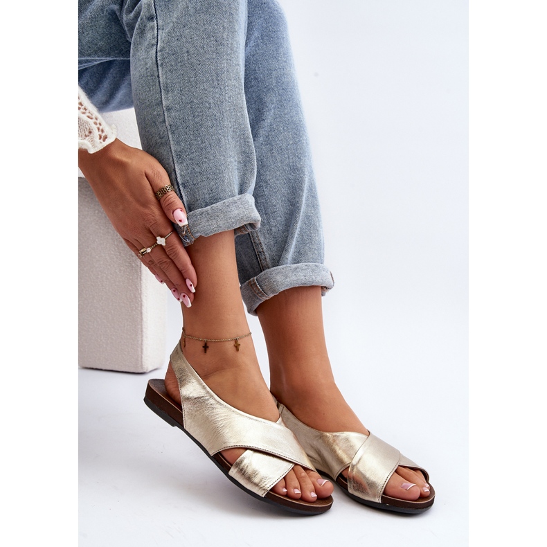 Zazoo 40407 Ženske kožne sandale zlatne boje zlatni 2