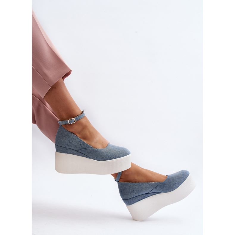 Ženske traper espadrile na Wedge Blue Malla plava 2