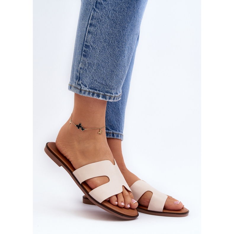 Ženske izrezane japanke Bež Lumossa 2