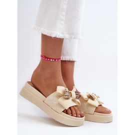 Ženske bež japanke s mašnom i medvjedićem Katterina 2