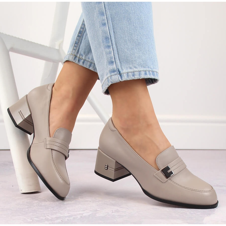 Ženske kožne cipele na visoku petu, sive Vinceza 66612 siva 1