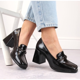 Ženske lakirane cipele s ukrasnom petom, crne Potocki 12322 bež 1