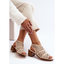 Bež ažurne sandale na visoku petu Serapina 1