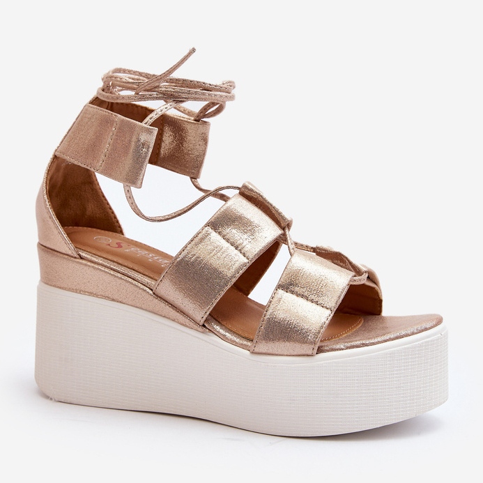 Ženske Helavi zlatne sandale na vezanje zlatna 2