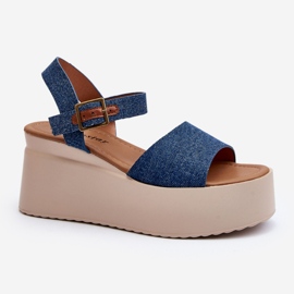 Ženske Geferia plave traper sandale na platformu plava 1