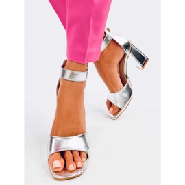 Ellen Silver sandale na petu s remenom srebro 2