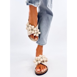 Charss Bež japanke od pluta s jastučićima u obliku cvijeća 1