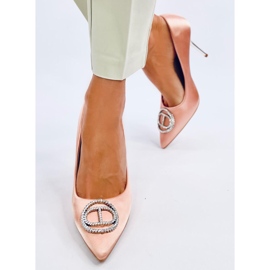 Malconi Champagne visoke potpetice s kristalnim ukrasom ružičasta 1