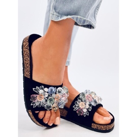 Maliv Crne plutene papuče s kamenčićima crna 2