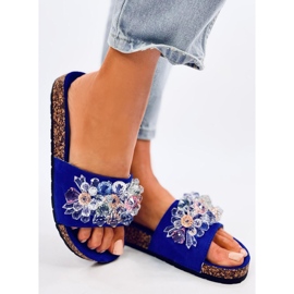 Japanke od pluta s kamenčićima Maliv Blue plava 2