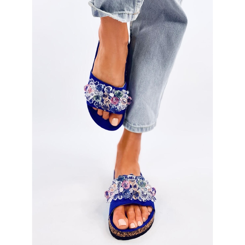 Japanke od pluta s kamenčićima Maliv Blue plava 1