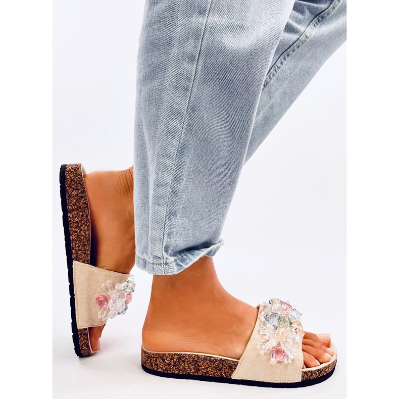 Japanke od pluta s kamenčićima Maliv Beige bež 2