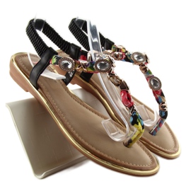 Japanke s kamenčićima C63 crne crno zelena žuta boja crvena 1