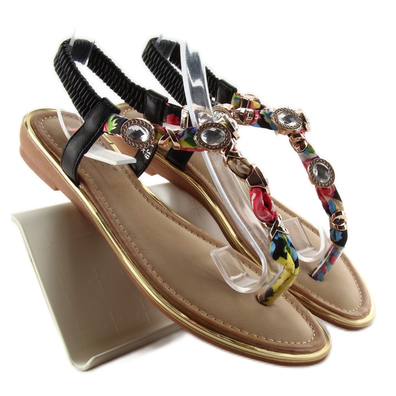 Japanke s kamenčićima C63 crne crno zelena žuta boja crvena 1